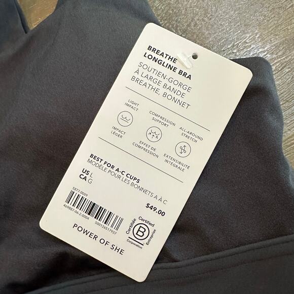 Athleta Breathe Longline Sports Bra A-C Cups Black Sand Matte Sheen L - Picture 4 of 8